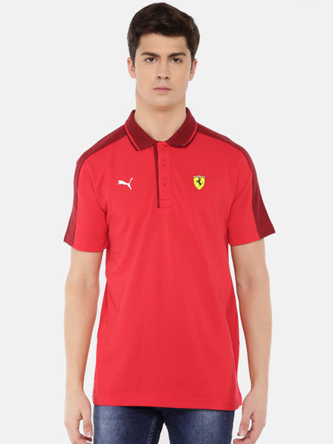 

Puma Men Red Solid SF Mix Polo Collar T-shirt