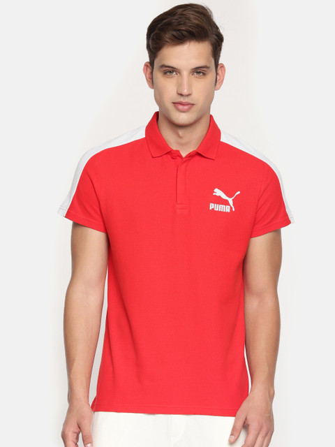 

Puma Men Red Solid Polo Collar Iconic T7 T-shirt