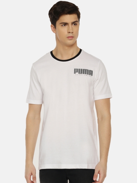 

Puma Men White Solid Round Neck Athletics Elevated T-shirt