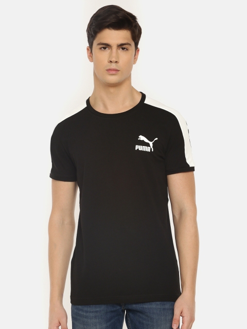 

Puma Men Black Solid Iconic T7 Slim Fit Round Neck T-shirt