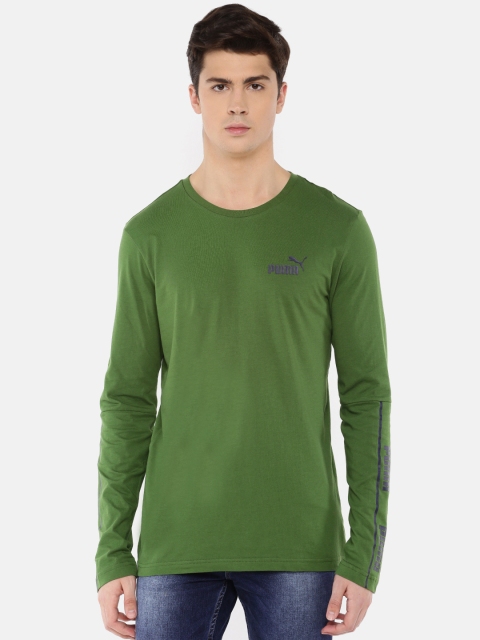 

Puma Men Green Solid Amplified LS Round Neck T-shirt