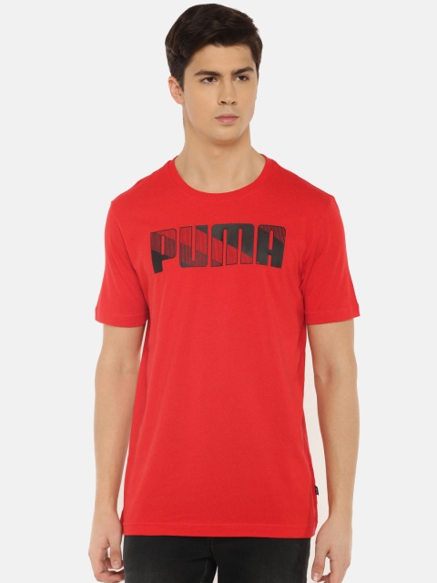 

Puma Men Red & Black Printed Round Neck Brand Graphic T-shirt