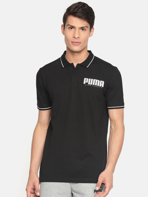 

Puma Men Black Solid Polo Collar Athletics T-shirt