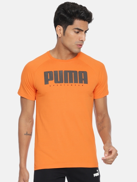 

Puma Men Orange Solid Round Neck Athletics T-shirt