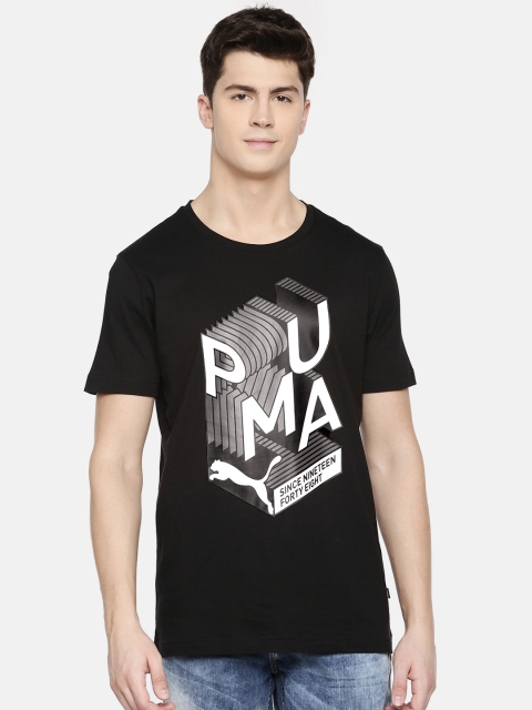 

Puma Men Black Round Neck Printed Graphic effect interest T-shirt