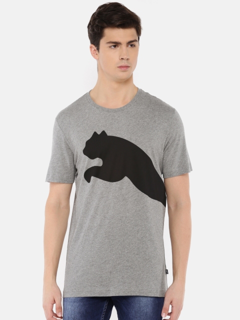

Puma Men Grey Melange Regular Fit Printed Round Neck Big Logo T-shirt