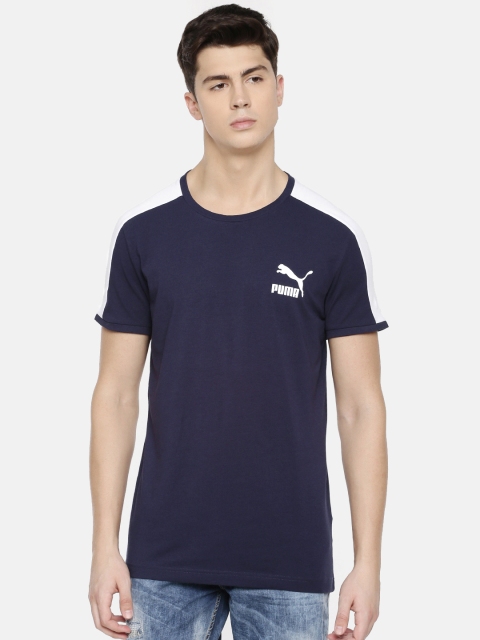 

Puma Men Navy Blue Solid Iconic T7 Slim Fit Round Neck Tshirt