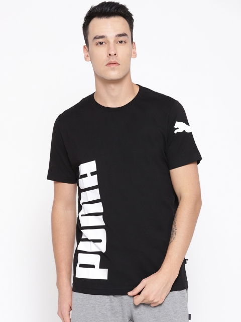 

Puma Men Black & White Printed Big Logo Round Neck T-shirt