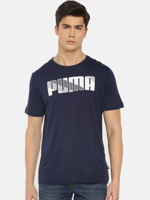

Puma Men Navy Blue & White Printed Round Neck Brand Graphic T-shirt