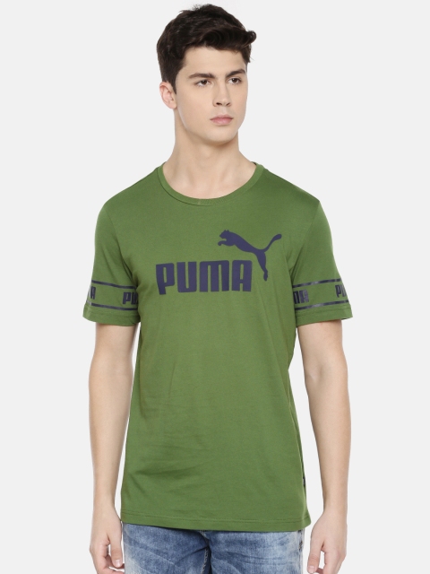 

Puma Men Olive Green Printed Round Neck Amplified Big T-shirt