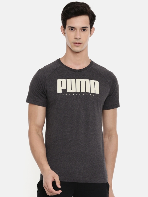 

Puma Men Charcoal Solid Round Neck Pure Cotton T-shirt