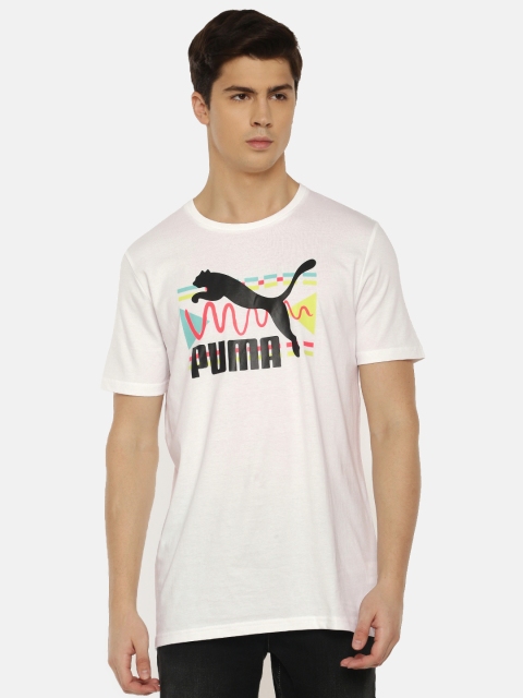 

Puma Men White Printed Brand Carrier 1 Round Neck T-shirt