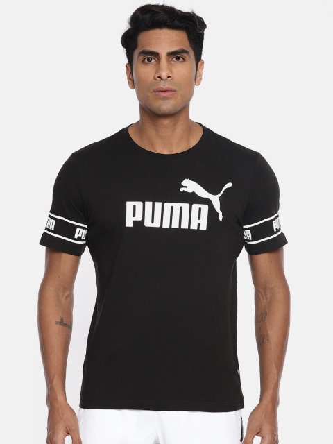 

Puma Men Black Printed Amplified Big Logo Regular Fit Round Neck Pure Cotton T-shirt