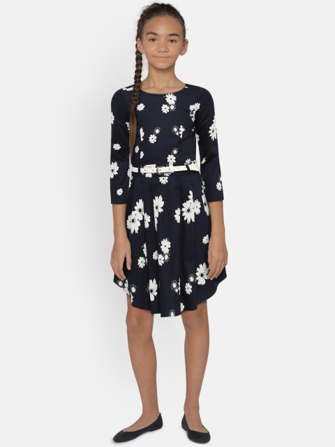 

Allen Solly Junior Girls Navy Blue Printed Fit and Flare Dress