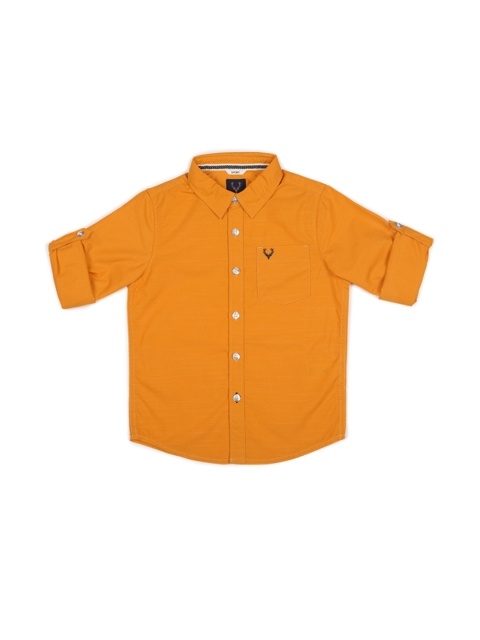 

Allen Solly Junior Boys Mustard Regular Fit Solid Casual Shirt, Yellow