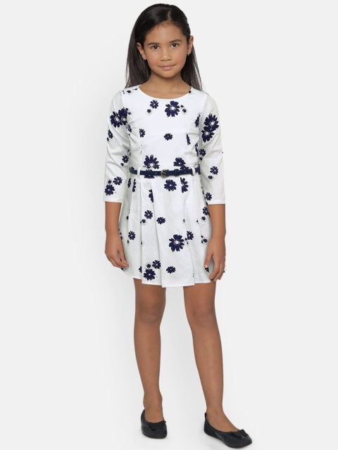 

Allen Solly Junior Girls White Printed Fit and Flare Dress
