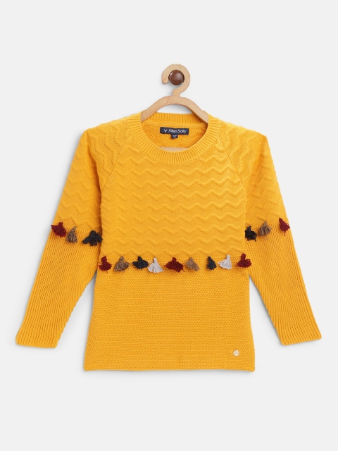 

Allen Solly Junior Girls Mustard Yellow Self Design Sweater