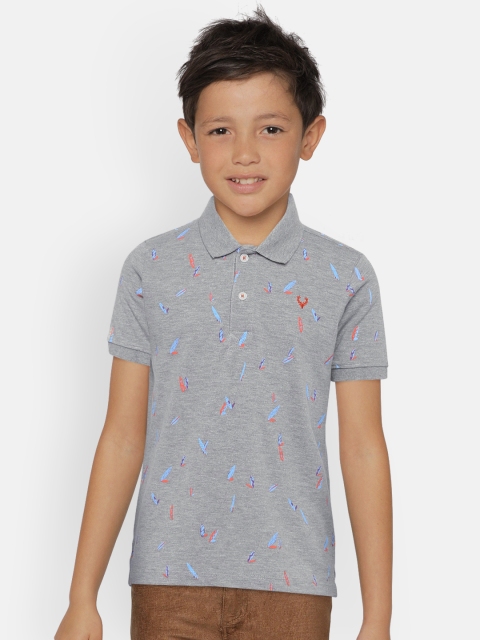 

Allen Solly Junior Boys Grey Printed Polo Collar T-shirt