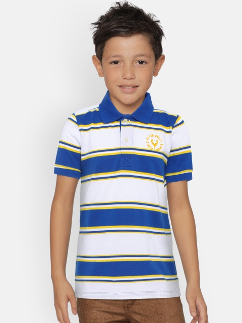 

Allen Solly Junior Boys Blue Striped Polo Collar T-shirt