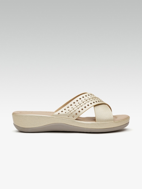 

Carlton London Women Gold-Toned Solid Comfort Sandals