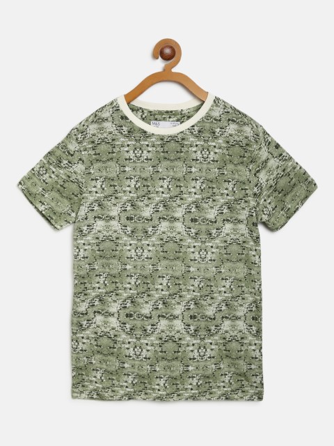 

Marks & Spencer Boys Olive Green Camouflage Print Round Neck T-shirt