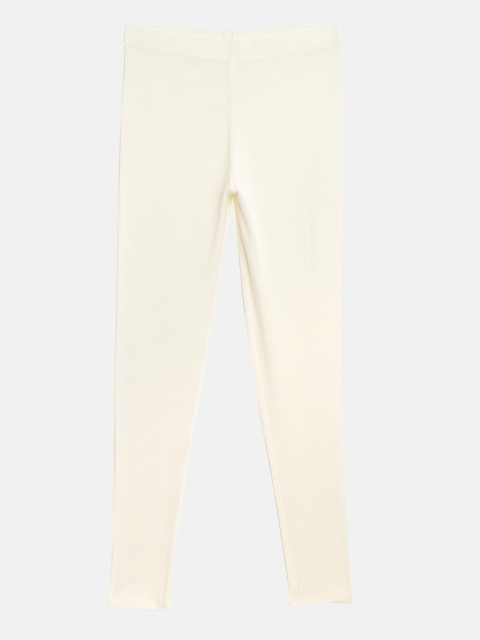

Marks & Spencer Girls Cream-Coloured Solid Thermal Leggings