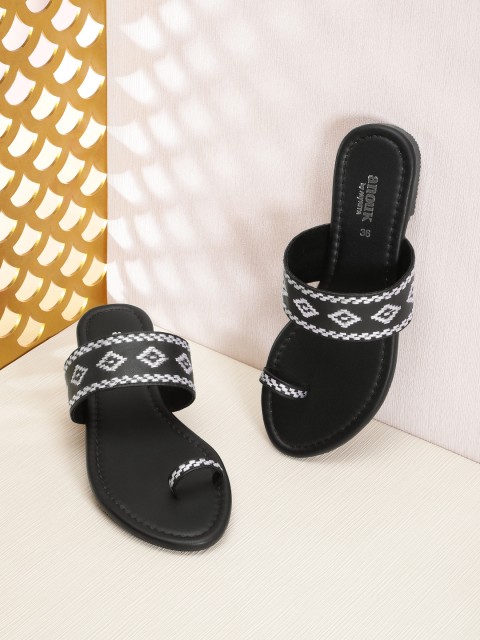 

Anouk Women Black Embroidered One Toe Flats
