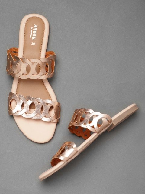 

Anouk Women Rose Gold Solid Open Toe Flats