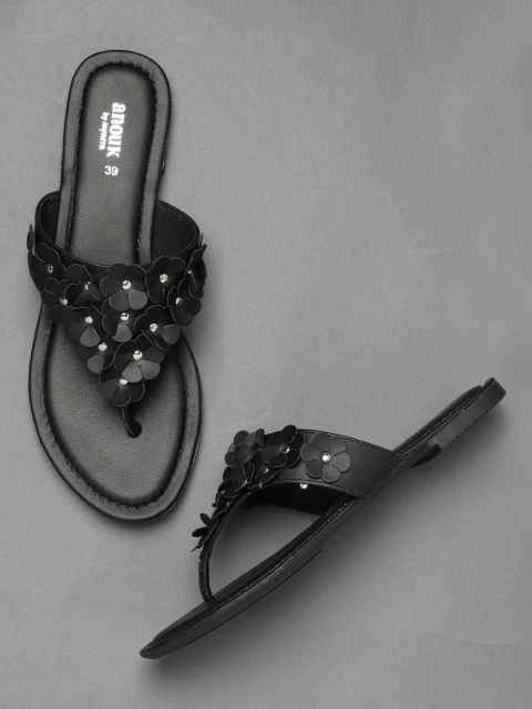 

Anouk Women Black Embellished Open Toe Flats