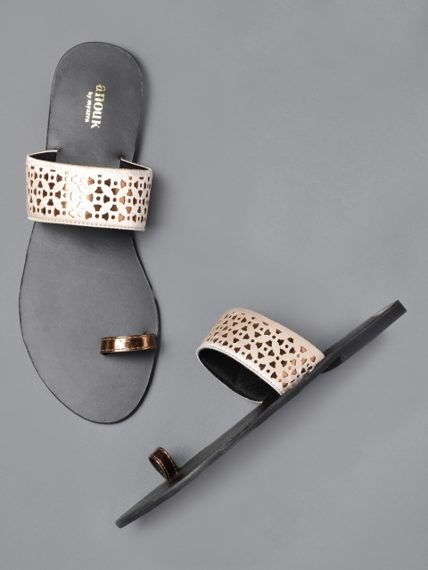 

Anouk Women Beige Solid One Toe Flats