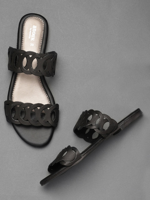 

Anouk Women Black Solid Open Toe Flats