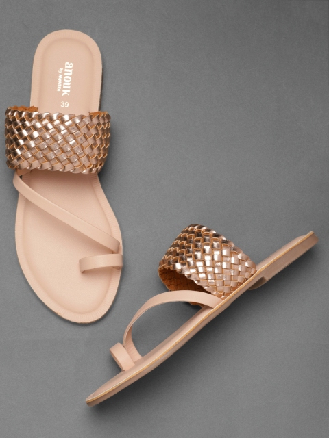 

Anouk Women Rose Gold Woven Design One Toe Flats