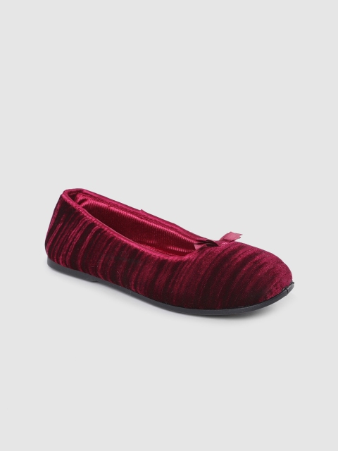 

Marks & Spencer Women Maroon Embossed Ballerinas