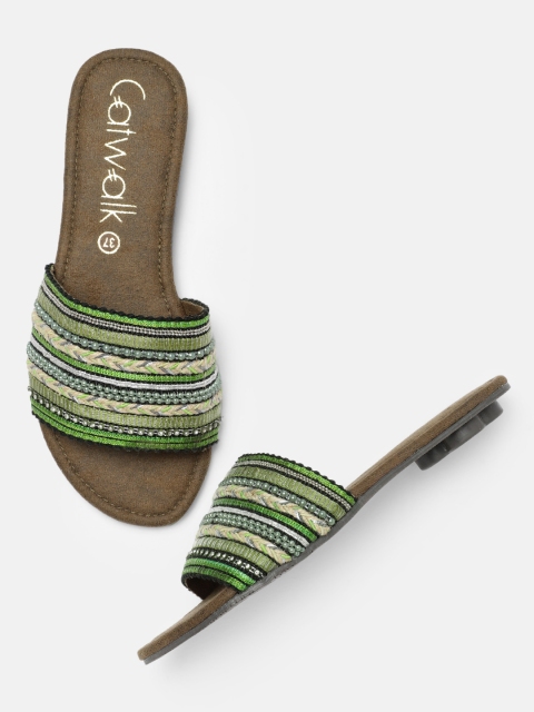 

Catwalk Women Green Embellished Open Toe Flats