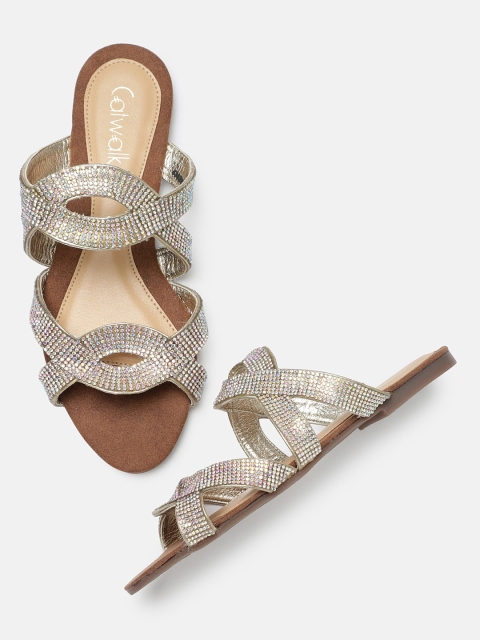 

Catwalk Women Gold-Toned Embellished Open Toe Flats