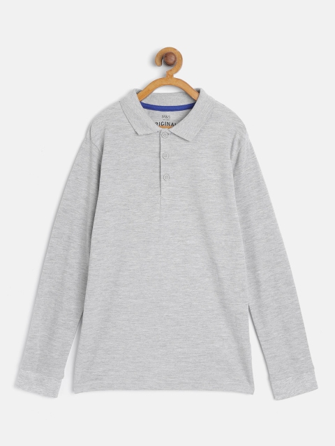 

Marks & Spencer Boys Grey Solid Polo Collar T-shirt