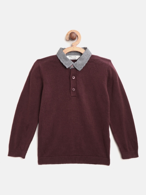 

Marks & Spencer Boys Burgundy Solid Polo Collar T-shirt
