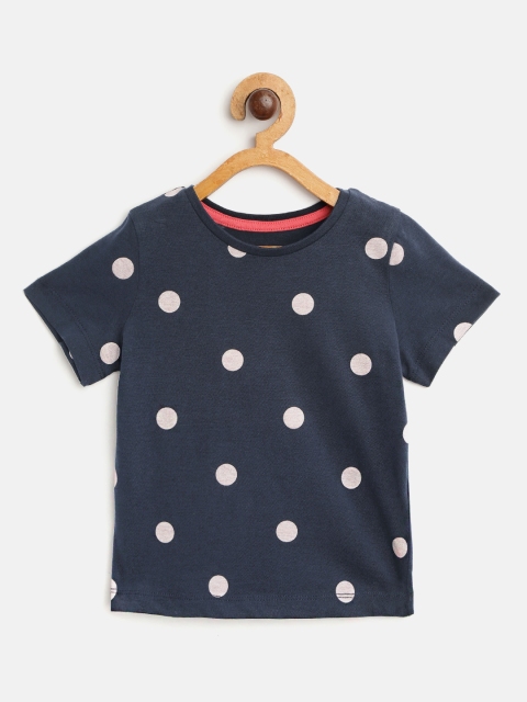 

Marks & Spencer Girls Navy Blue & Off White Polka Dot Print Round Neck T-shirt