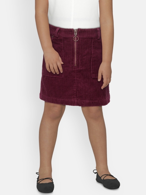 

Marks & Spencer Girls Burgundy Solid Corduroy A-line Skirt