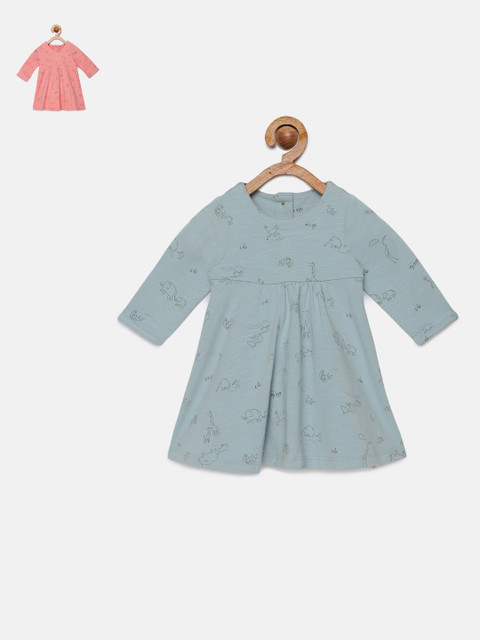 

Marks & Spencer Girls Pack of 2 Quirky Printed Fit and Flare Dresses, Blue