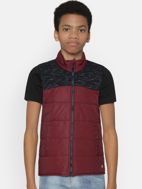 

Indian Terrain Boys Burgundy Solid Padded Jacket