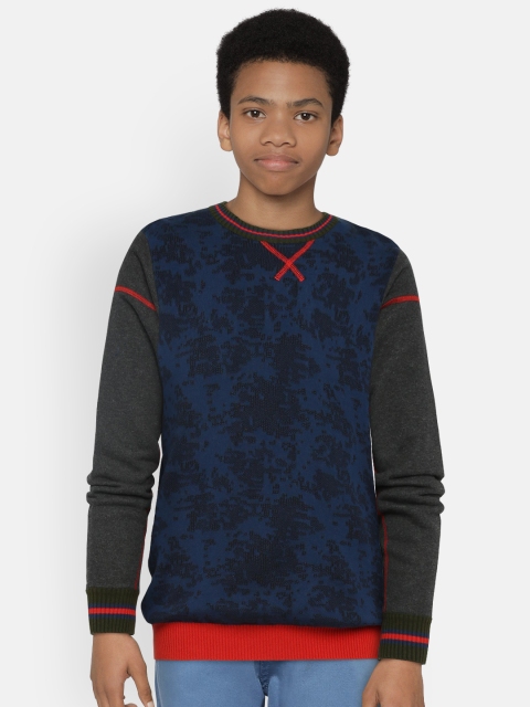

Indian Terrain Boys Blue Solid Sweater