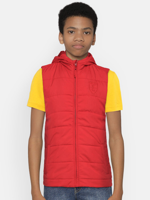 

Indian Terrain Boys Red Solid Lightweight Jacket