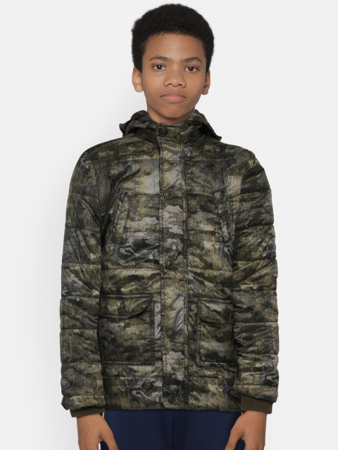 

Indian Terrain Boys Green Printed Lightweight Jacket