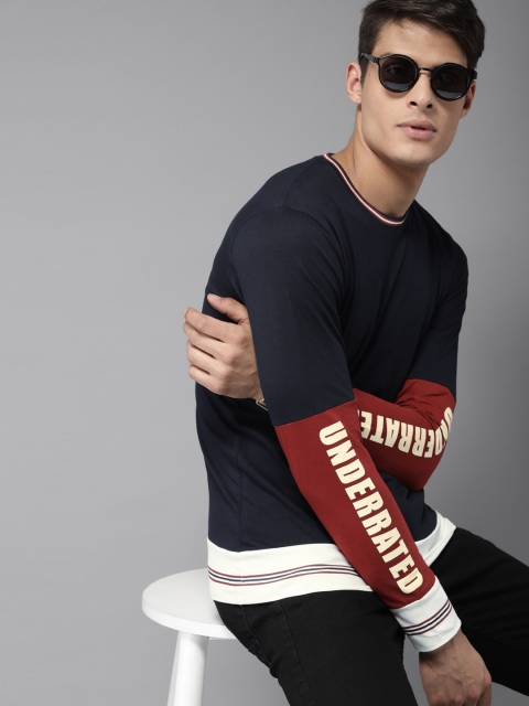 

Moda Rapido Men Navy Blue Solid Round Neck T-shirt