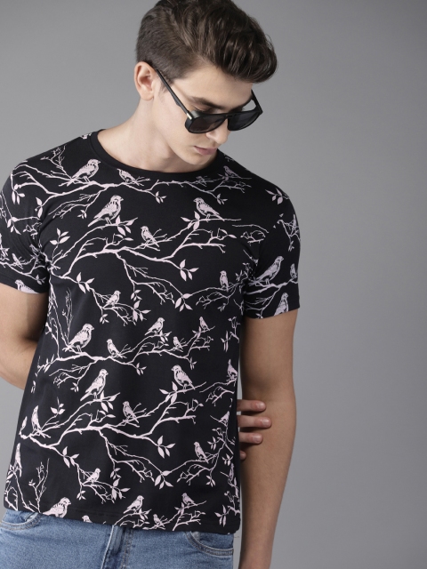 

Moda Rapido Men Black & Off-White Printed Round Neck T-shirt