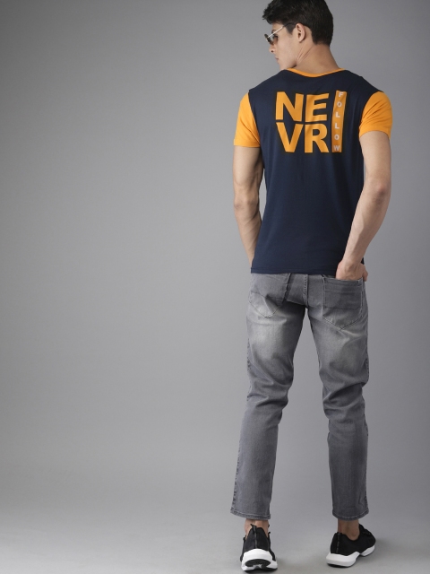 

Moda Rapido Men Navy Blue Printed Round Neck T-shirt