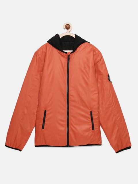 

Indian Terrain Boys Orange & Black Reversible Puffer Jacket