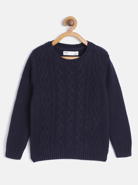 

Marks & Spencer Boys Navy Blue Cable Knit Pullover Sweater