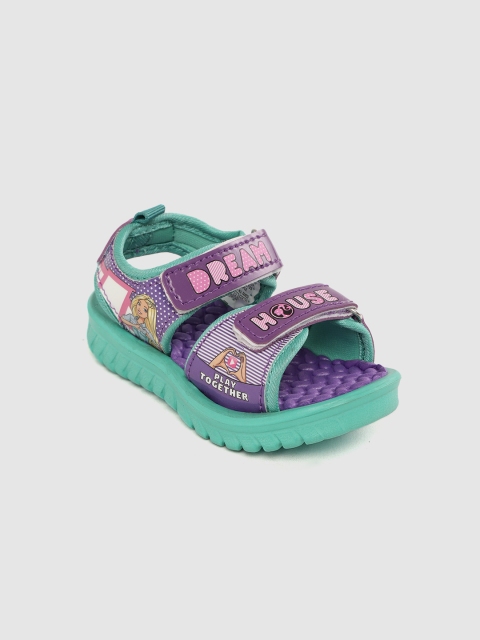 

toothless Girls Purple & Sea Green Printed Barbie Sports Sandals